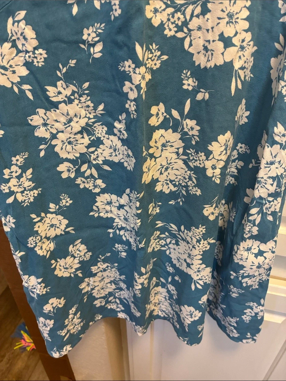Old Navy blue and white bold floral Printed Crepe Mini Dress w/ pockets  NWT